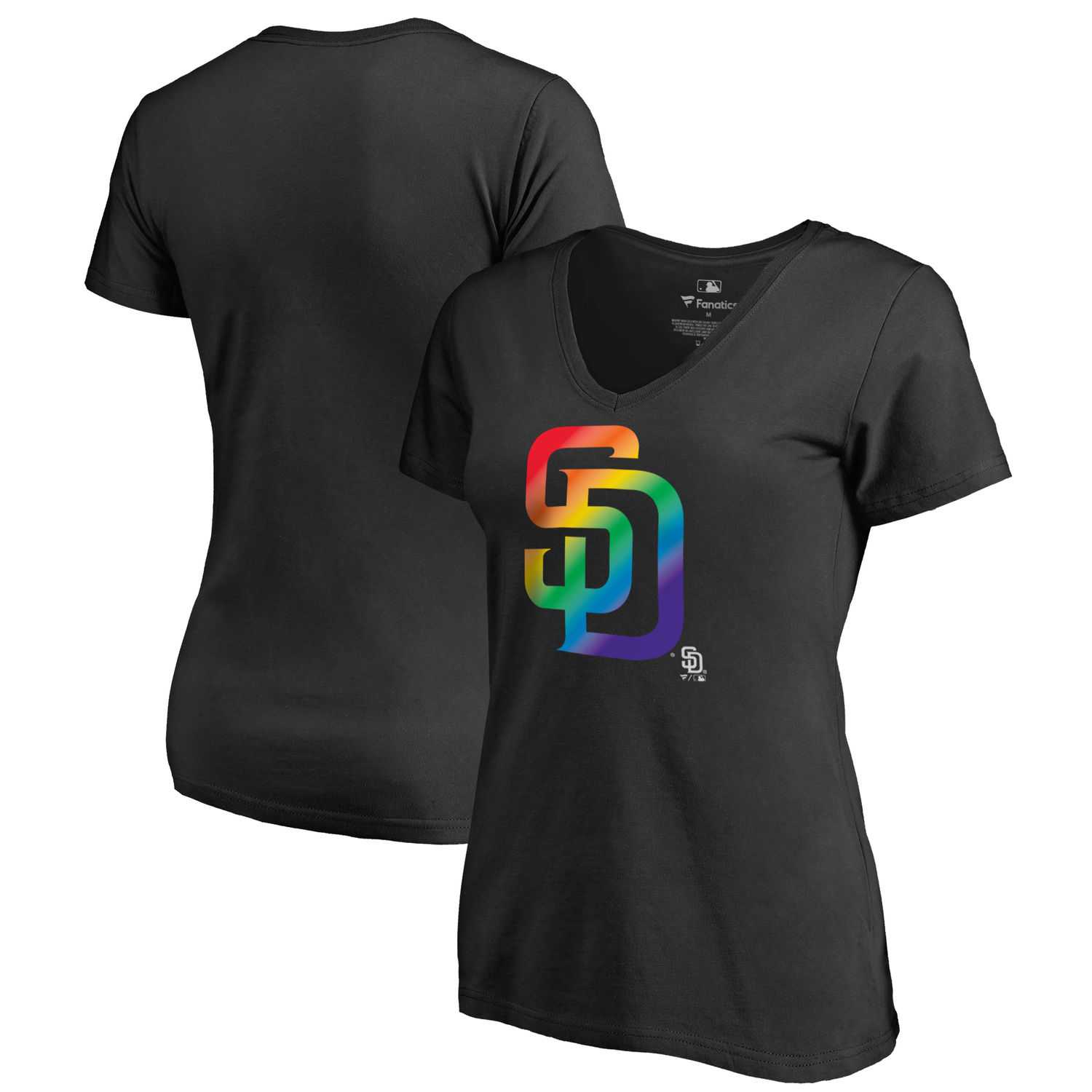 Women San Diego Padres Fanatics Branded Black Big & Tall Pride T Shirt Fyun